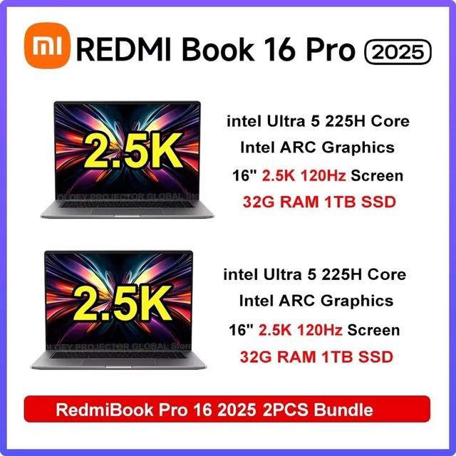 Ноутбук Xiaomi Redmi Book Pro 16 2025, Intel Ultra 5 225H, 32ГБ/1ТБ, 2.5К, 120Hz